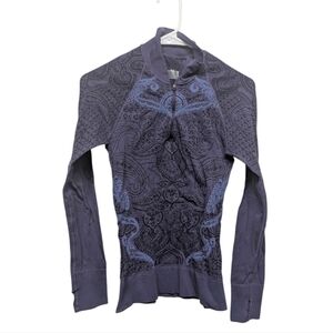 Athleta Patterned Long-Sleeve 1/4 Zip Purple Running Workout Top Women's Medium